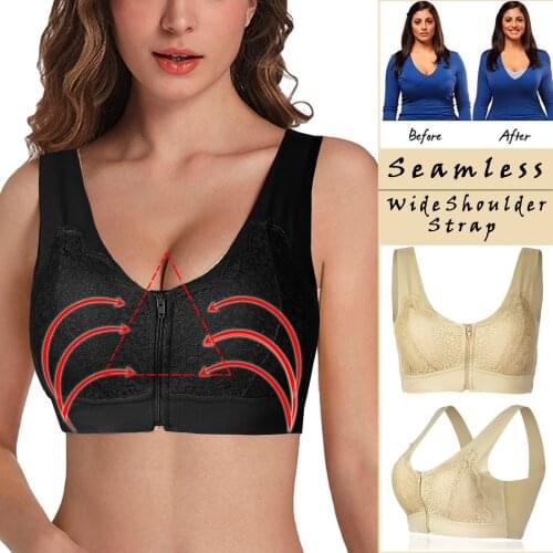 2021 New Brassieres Women Yoga Sports Front Closure Extra-Elastic Breathable Lace Trim Bra Underwear Comfortable Bralette