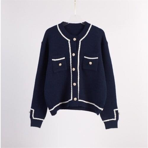 Women Casual Sweater Cardigans 2020 Button Up Formal Knit Jacket Elegant Knit Sweater Poncho Navy Pink Vintage Fall Outwear