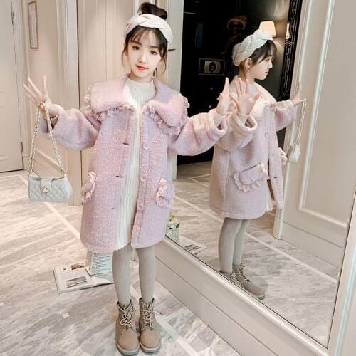 Winter Jackets for Girls Outwear Kids Wool Coat Thick Girl Snowsuit Baby Jackets Girls Blends Toddler Fur Coats Children Clothes
