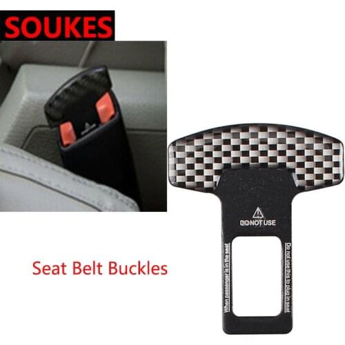 1pcs Carbon Fiber Car Safety Seat Belt Buckle Clip For Mercedes W211 W203 W204 W210 W205 W212 W220 AMG Jaguar XE XF XJ