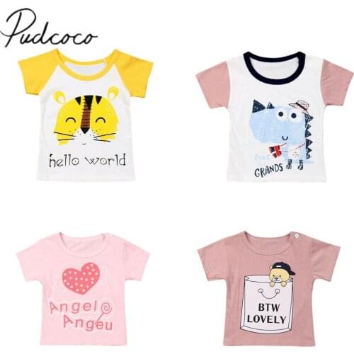 2019 Baby Summer Clothing Fashion Kids Baby Boy Girl T-Shirts Cartoon Print Short Sleeve Tops T-shirt Cotton Clothes 0-4Y