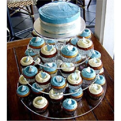 4 Tier Crystal Cake Stand Cupcake Holder Top Quality Clear Circle Round Stand Wedding Birthday cake display shelf