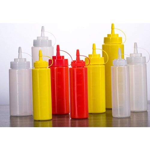 5PCS Squeeze Bottles With Cover Condiment Dispenser For Ketchup BBQ Oil For Ketchup Mustard Mayo Hot Sauces Olive Oil Bottle