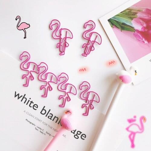 5Pcs/lot Cute Pink Flamingo Bookmark Planner Paper Clip Metal Material Notes Letter Clamp for Book Stationery Office Supplies