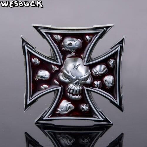 5 PCS MOQ WesBuck Brand Cross Skull Belt Buckle