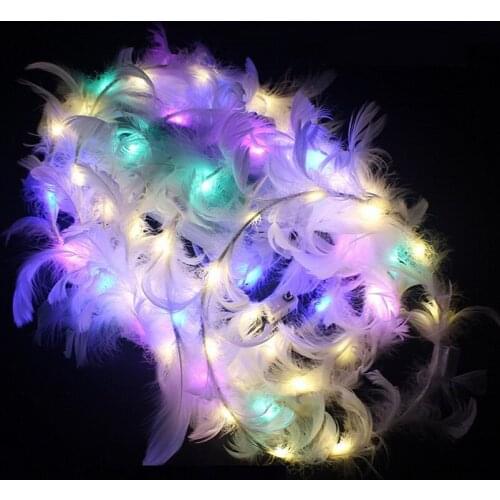 5Pcs LED Feather Wreath Headband, Luminous Headdress for Girls Women Women Wedding Holiday Holiday Christmas New Year Party