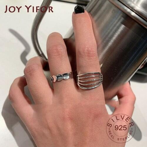 925 Sterling Silver Party Rings for Women Personality Jewelry Vintage Fashion Multi-layer Geometric Handmade Rings Gift