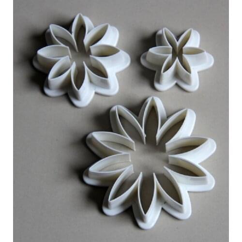 Free Shipping Plastic 3PCS Daisy Cookie Cutters Cake Decoration Fondant Molds Set