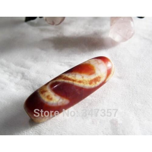 Old Tibet Dzi Loose Beads Pendant 30x10mm Money Hook Pattern Red Color wholesale Tibetan beads Jewelry making beads