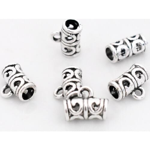 12x9x5.5mm 30pcs/lot Antique Silver Plated Charm Bail Beads Pendant Clip Clasp Connectors for Bracelet Necklace Jewelry Making
