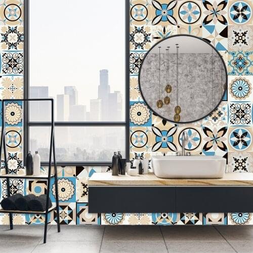 One Piece Simulation Tiles Wall Sticker Room Decorative Vinyl Wall Decor For Kitchen Floor Art Wallpaper Peel & Stick Diy Mural