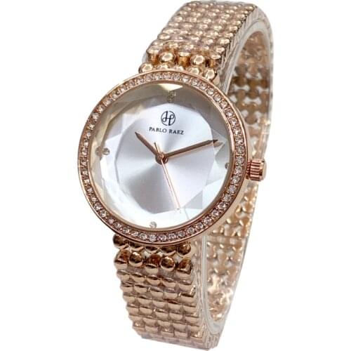 PABLO RAEZ Top Luxury Ladies Rose Silver Watch Female Dress Women Clock Rhinestone Quartz Waterproof Girls Wristwatches Feminine