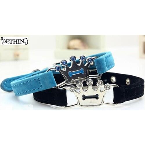 ETHIN Flocking leather Jewelry Pet Dog Cat Collars for Small Dogs with Princess Cute Chihuahua Cat puppy Necklace S M size