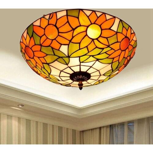 European-Style Taiyanghua Pastoral Vintage Tiffany Multi-Color Glass Aisle Corridor Balcony Lobby Bedroom Ceiling Luminaire