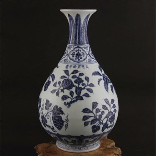 6 Antique MingDynasty porcelain vase,Blue & white fruit bottle,Hand-painted crafts,Decoration,Collection&Adornment