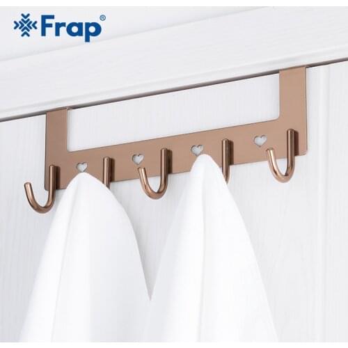 Frap Robe Hook Wall Hooks Nail Coat Hook Space Aluminum 5 Clothes Hooks No Need To Drill Holes Hardware AccessoriesY38022