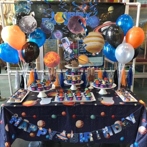 Solar System Outer Space Happy Birthday Banner Garland Planet Outer Space Galaxy Foil Balloons Birthday Party Decorations Kids