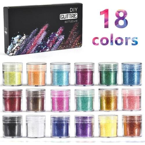 18 Bottles Hexagon Glitter Powder Resin Filling Pigment For DIY UV Epoxy Resin Nail Art Decoration Jewelry Making Accessories