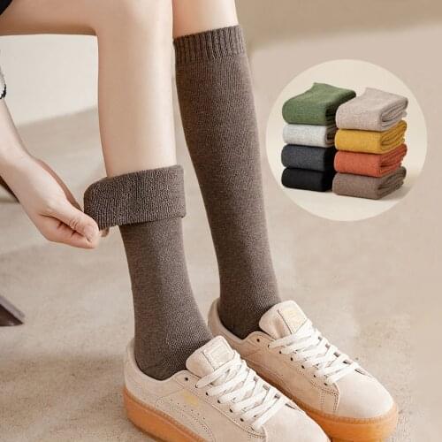 Winter Warm Knee Socks Women Cotton Stocking 8 Solid Colors Black Tight High Comfortable Spring Autumn Woman Long Sock 1 Pack