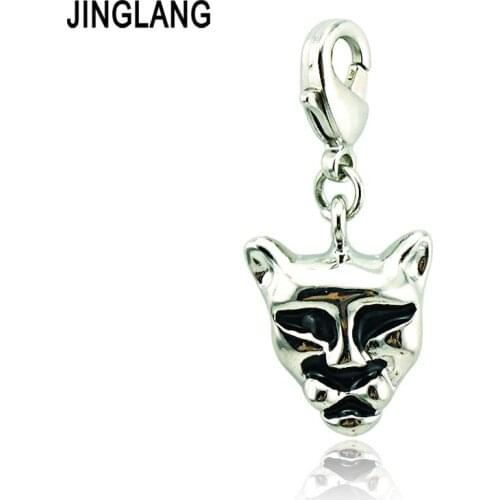 JINGLANG Classic Metal Leopard Head Lobster Clasp Charm DIY For Bracelet/Necklace Jewelry Making Accessories