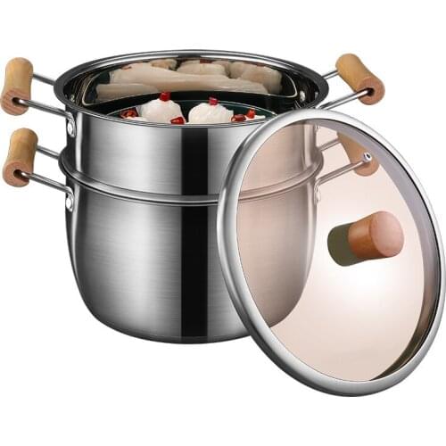 Stainless Steel Milk Pot Steamer Thick Soup Pot Double Steamer Gas Stove Induction Cooker Dual use Pot Kitchen Pot Cookware