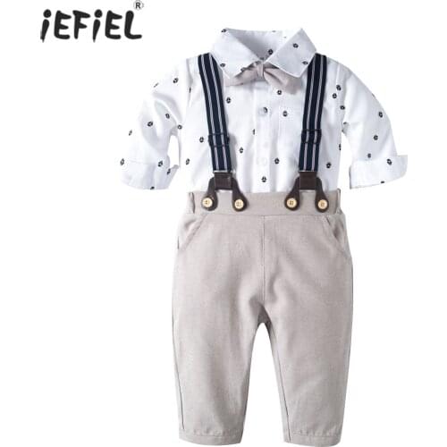 Summer Baby Boy Clothes Birthday Outfits Gentleman Suits Short Sleeve Shirt Romper Suspender Pants Toddler Kid Clothing 3pcs Set