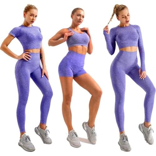 2/3/5PCS Seamless Women Yoga Set Workout Sportswear Gym Clothing Fitness High Waist Running Sports Suits for Female Yoga Wear