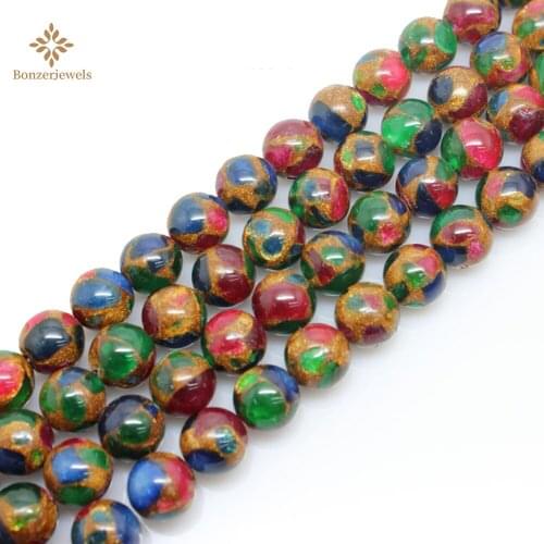Stone Mixed Natural Color Cloisonne Frosted Round Beads For Jewelry Making DIY Bracelet Necklace Jewellery Supplies 6 8 10MM