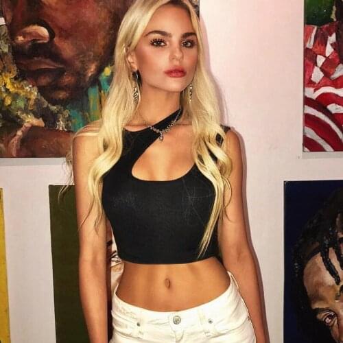 2021 Summer Sleeveless Sexy Women Girls Summer Vest Crop Top Shirt Blouse Casual Slim Black Tanks Hot S M L