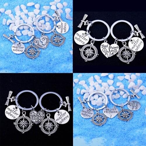 Best Friends No Matter Where Keyring/Keychain Broken Heart Friendship Pendant Puzzle Charms Jewelry Women Mens Gift New