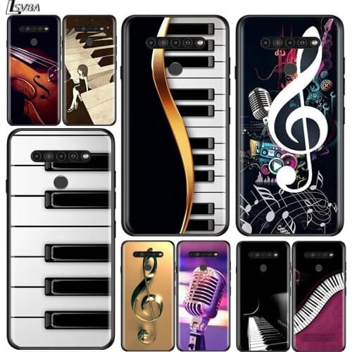 Love Music Guitar for LG G8 G8S G8X V30 V35 V40 V50 V60 ThinQ Q60 K40 K50 K51 K61 K71 K92 K62 Soft Black Phone Case