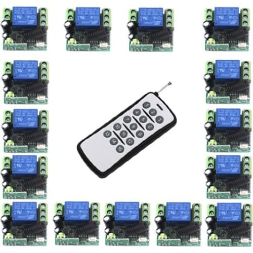 MITI- DC12V 15CH Radio Controller RF Wireless Remote Control Switch System, 1 X Transmitters and 15X 10A 1CH ReceiverSKU: 5464