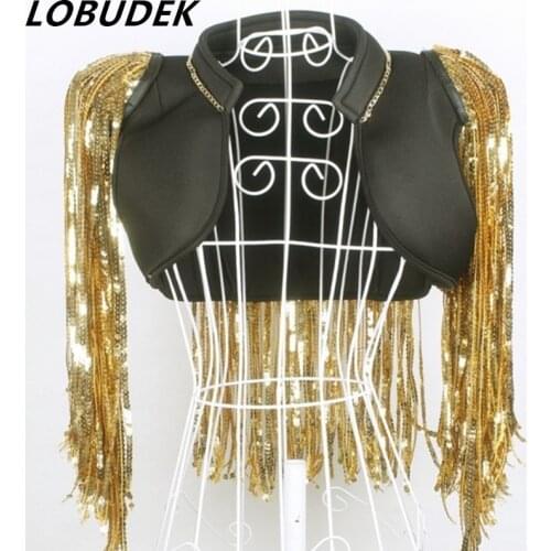 Male female jacket fashion DS costumes dance nightclub singer stage outfit stunning Sequin fringed dancer show performance bar