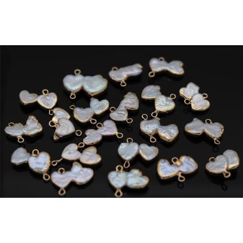 Natural Pearl Double Heart-shaped Boutique Pearl Connector Making DIY Fashion Charm Necklace Bracelet Jewelry Gift Accessories