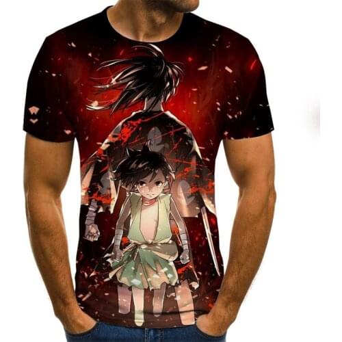 2021 New 3d Printing Animation Film Japanese Style Summer Unisex Short-Sleeved T-Shirt Personality Round Neck Pullover Oversized