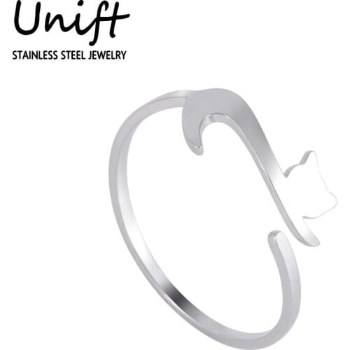 Unift Solid Recumbent Lazy Kitten Ring Adjustable Animal Cat Finger Ring Cute Female Accessories Aesthetic Fashion Jewelry