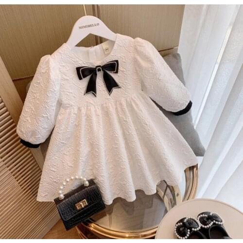 2021 Fall Butterfly Cream Dress, Princess Kids Sweet Clothing Wholesale 6 pieces/lot