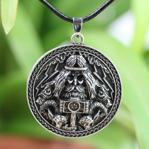 LangHong 10PCS Viking Amulet Pendant Necklace Thor with hammer Pendant Necklace Jewelry Wiccan Necklace Norse Pagan Talisman
