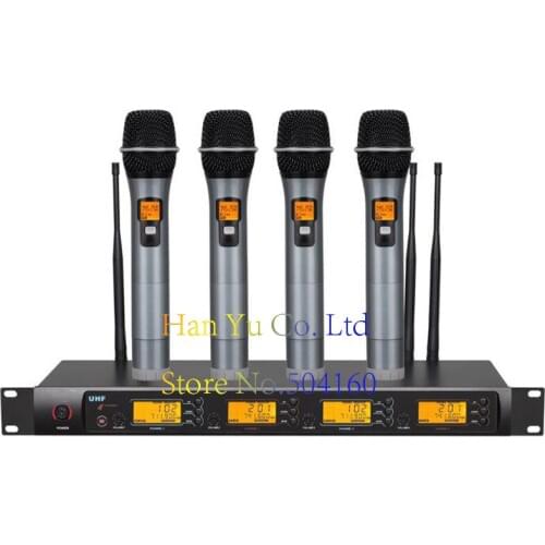 Professional 4x100 Channel UHF Wireless Microphone System KTV wireless microphone infrared to frequency
