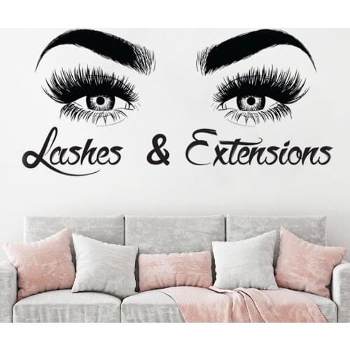 Eyelashes wall sticker Eyebrows Lashes Decal Make Up Beautiful Girl Beauty Salon decoracion Decal Vinyl Customized Decals HY31