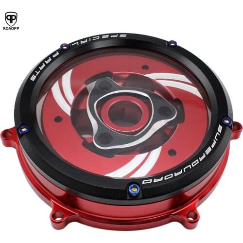 ROAOPP CNC Racing Clear Clutch Cover & Spring Retainer Ring for Ducati 1199 Panigale R S Superleggera