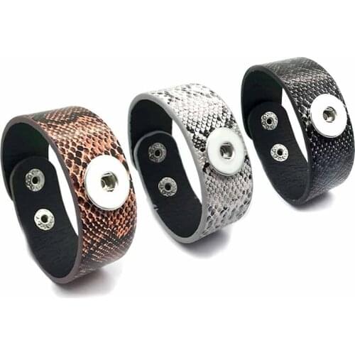 High quality Serpentine 258 really Genuine Leather Retro Interchangeable Bracelet 18mm Snap Button Charm Jewelry For Women Gift