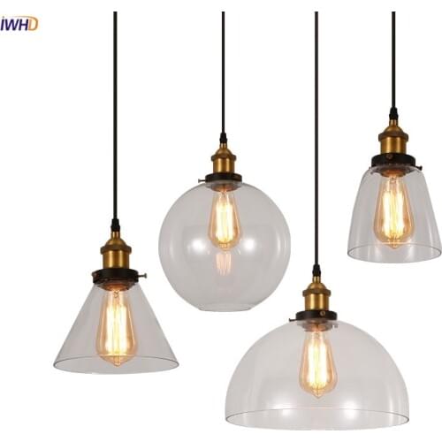 IWHD Glass Retro Loft Edison Pendant Lights Fixtures Restaruant Dinning Living Room Vintage Lamp Industrial Pendant Lighting