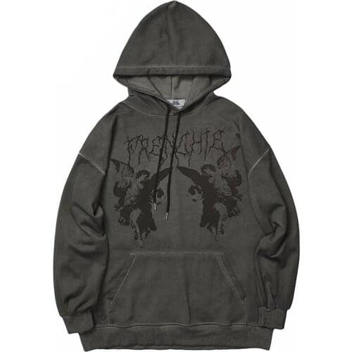 Mens Hoodies Sweatshirt With Hood Male Streetwear New Long Sleeve Harajuku Hoody Angel Autumn Winter Oversized Hoodie For Man