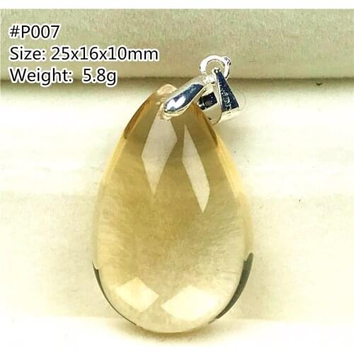 Top Natural Yellow Citrine Pendant Jewelry For Women Lady Men Quartz Silver Crystal 25x16x10mm Beads Water Drop Gemstone AAAAA