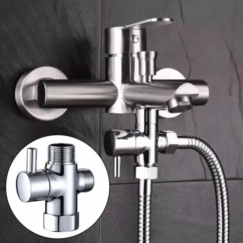 G1/2in 3Way Brass Diverter Valve T-Adapter Converter Bathroom Shower Faucet Water Splitter Shower Valve Diverter Bath Switch