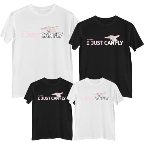 Disney Dumbo T shirt Comfortable Breathable 100% cotton Fashion Woman T-shirts Clothes girl Matching mother and daughter dress