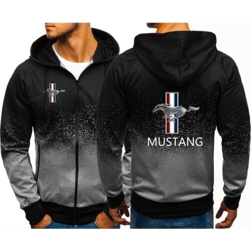 2021 Mustang Spring Autumn Mens Print Hoodies Zipper jackets Man Sweatshirts Casual Gradient Color Coats