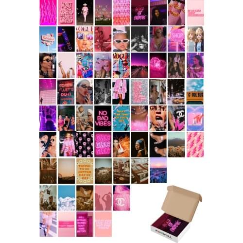 Vintage Wall Poster Set-Collage Set - 70 Pcs-Retro Poster Set-Thick Coated Paper Poster