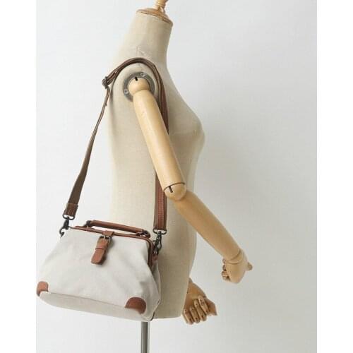 Original retro forest female canvas bag with leather bucket shoulder bag portable doctor diagonal bag clip bag